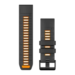 Garmin 26mm QuickFit Silicone Urrem (Graphite / Spark Orange)